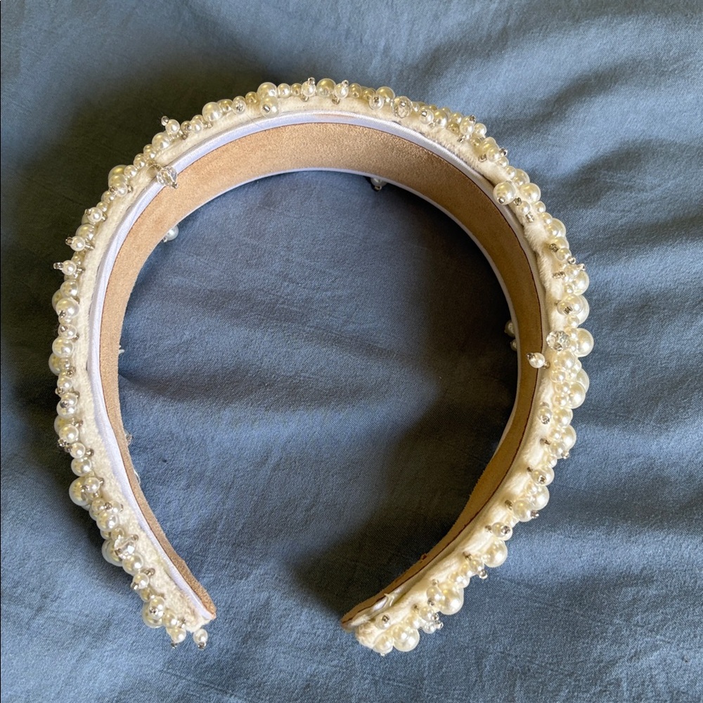 Pearl Beaded Statement Headband - Ivory - Picture 3 of 3